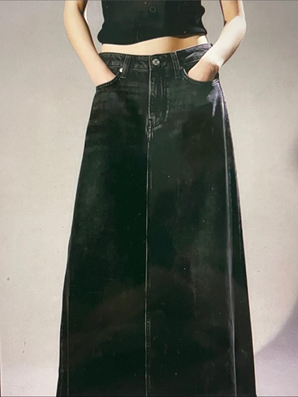 H&M Black Denim Skirt 5 Pocket Maxi